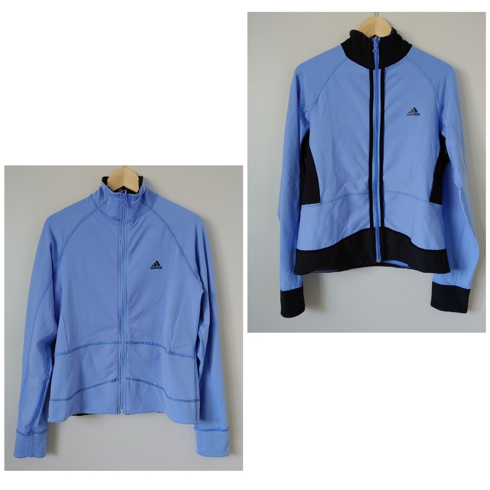Adidas Reversible Jacket Climalite Size Large Cornflower Blue Black